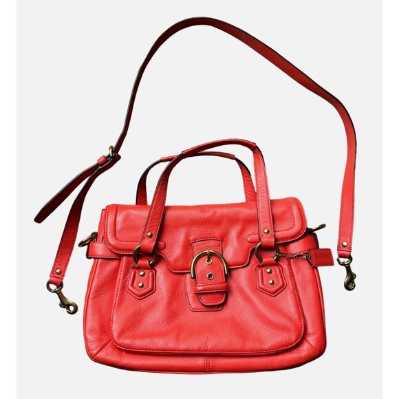 Coach Campbell Fiery Orange Leather 2 Way Satchel /...